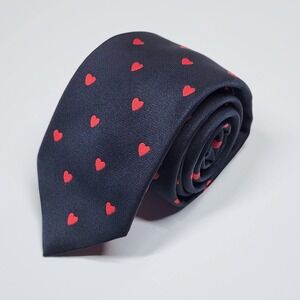 Vintage Alynn Tie Mens One Size Blue Red Heart Valentine Novelty Polyester 80s
